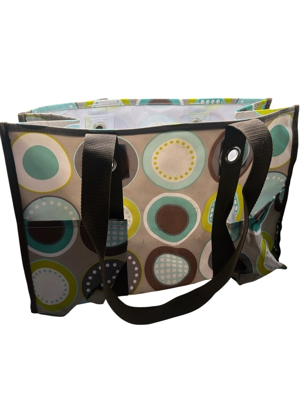 Thirty One organizing utility tote bag in minty chip novelty print rare htf